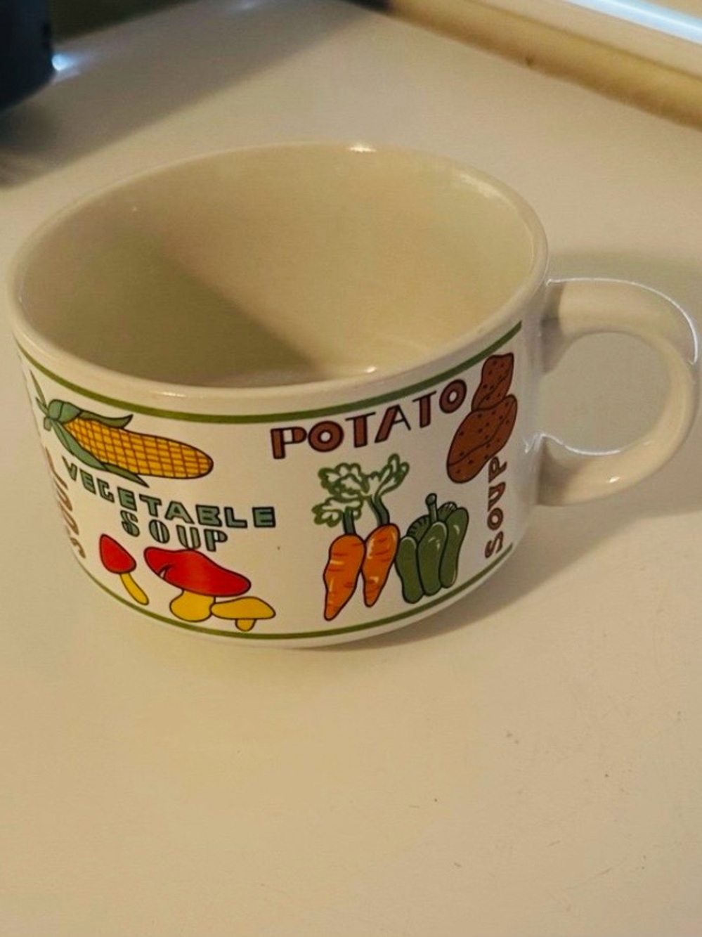 Vintage Soup Mug Bowl Ceramic Cup Vegetable Chicken Onion Soup Kitchen